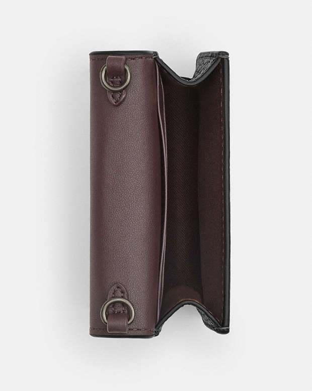 Mini Wallet On A Chain With Rivets Pebbled Leather-Gunmetal-Black Multi Pebbled Leather-Gunmetal-Black Multi