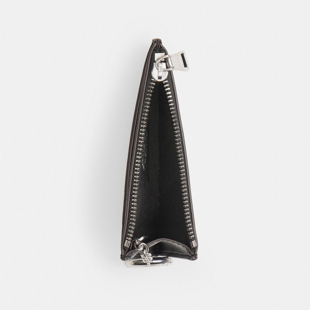 Coach Zip Card Case With Key Ring In Checkerboard Upcrafted Leather Black