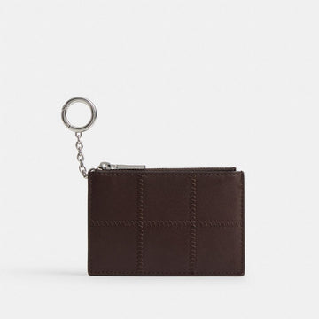 Coach Zip Card Case With Key Ring In Checkerboard Upcrafted Leather Maple