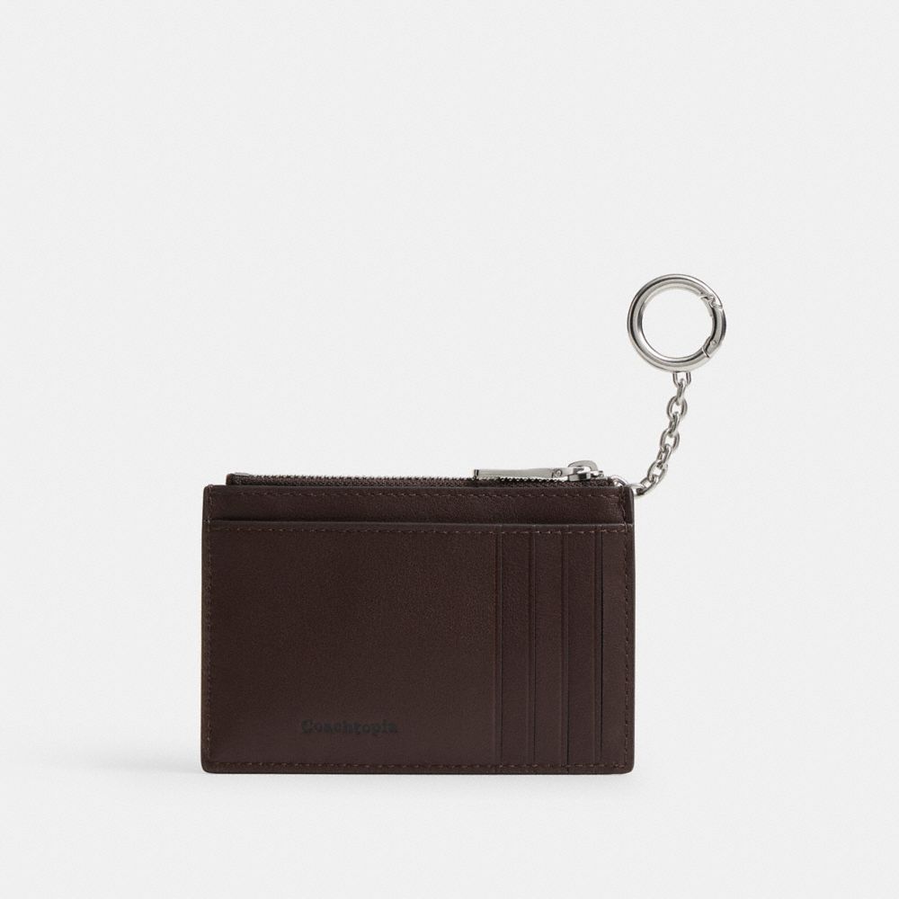 Coach Zip Card Case With Key Ring In Checkerboard Upcrafted Leather Maple