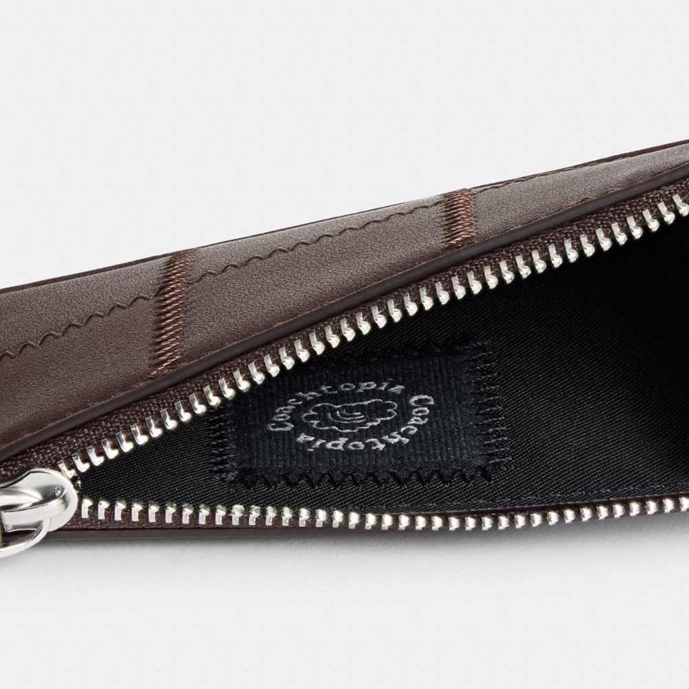 Coach Zip Card Case With Key Ring In Checkerboard Upcrafted Leather Maple