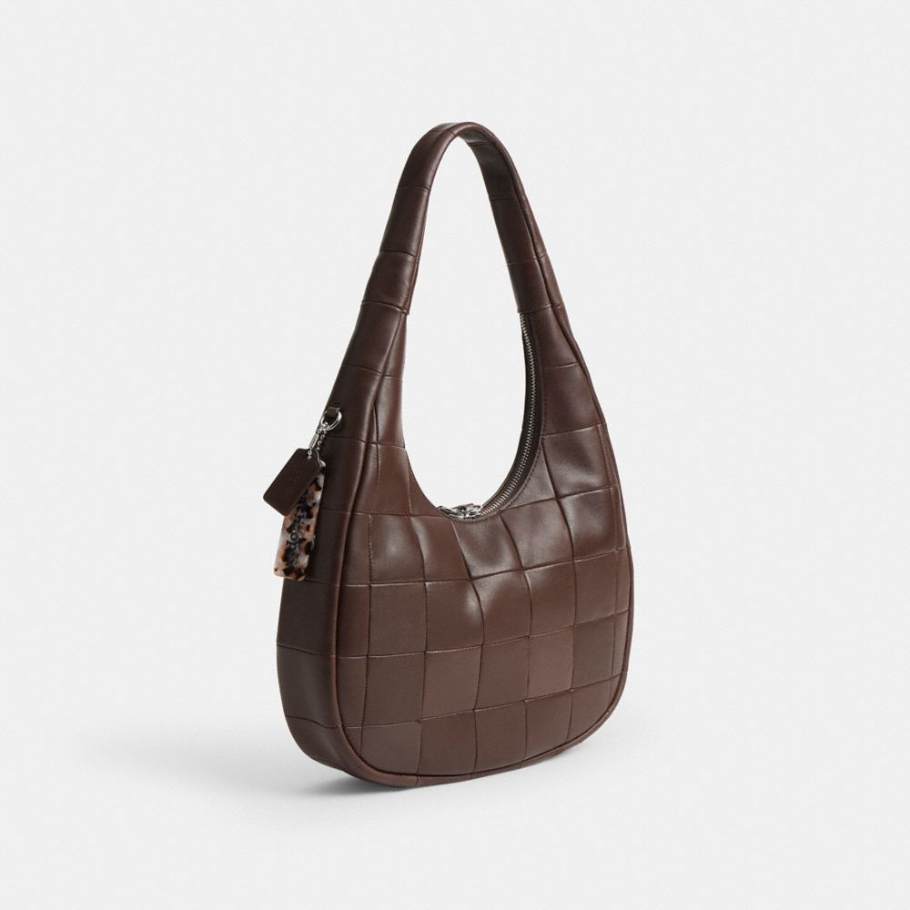 Coach Alter/Ego Crescent Shoulder Bag In Checkerboard Upcrafted Leather Maple