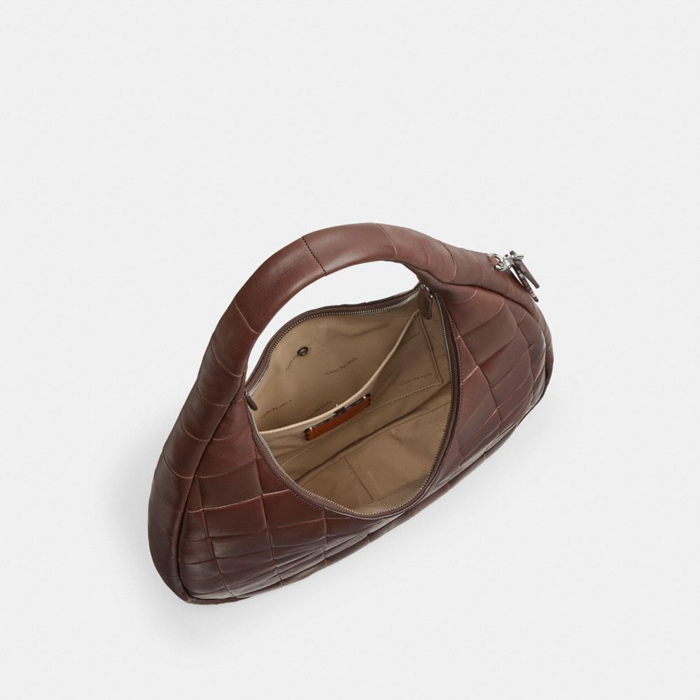 Coach Alter/Ego Large Crescent Shoulder Bag In Checkerboard Upcrafted Leather Maple