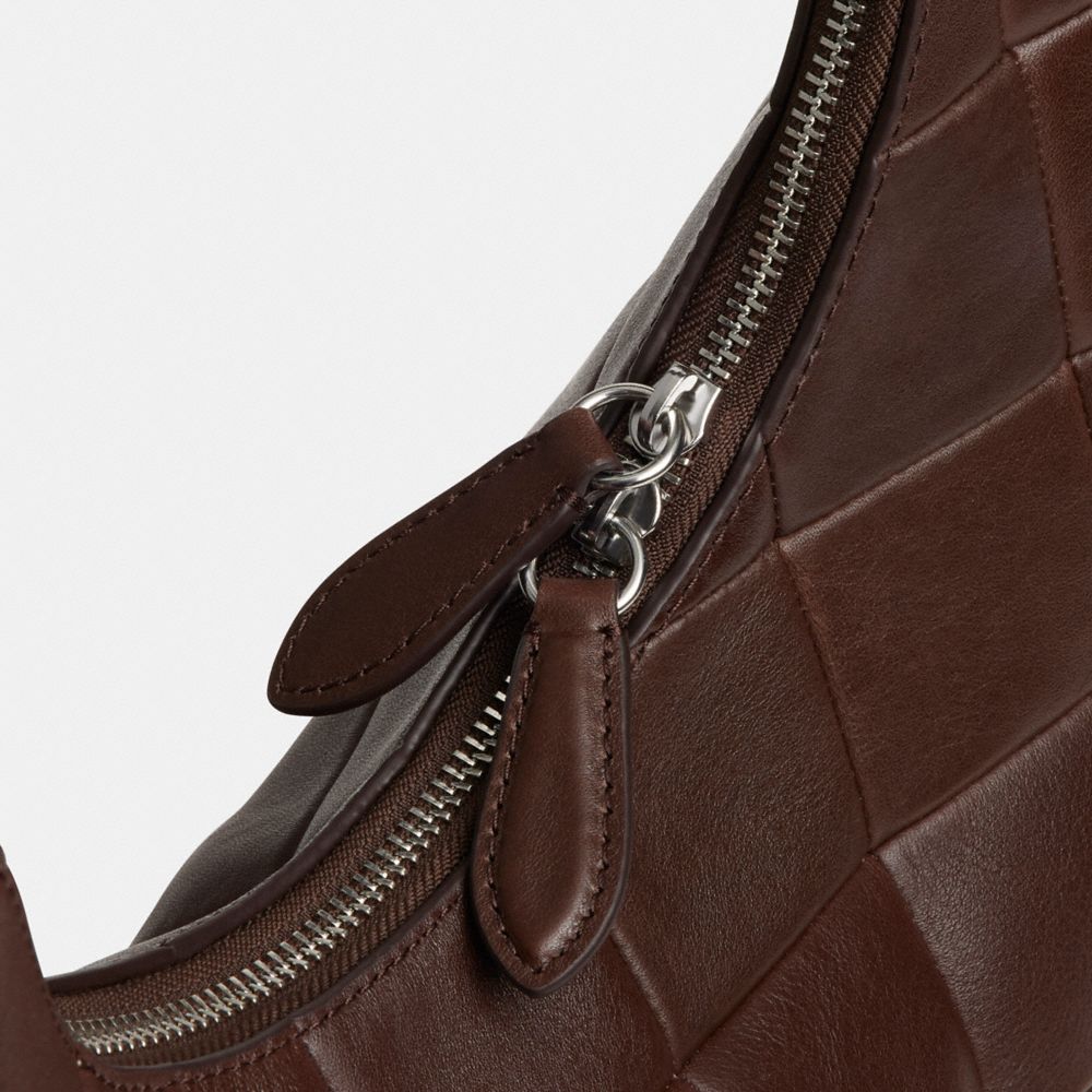 Coach Alter/Ego Large Crescent Shoulder Bag In Checkerboard Upcrafted Leather Maple