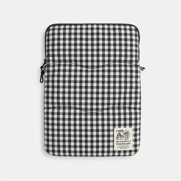 Coach Coachtopia Loop Laptop Sleeve With Wavy Quilting In Gingham Black White Gingham