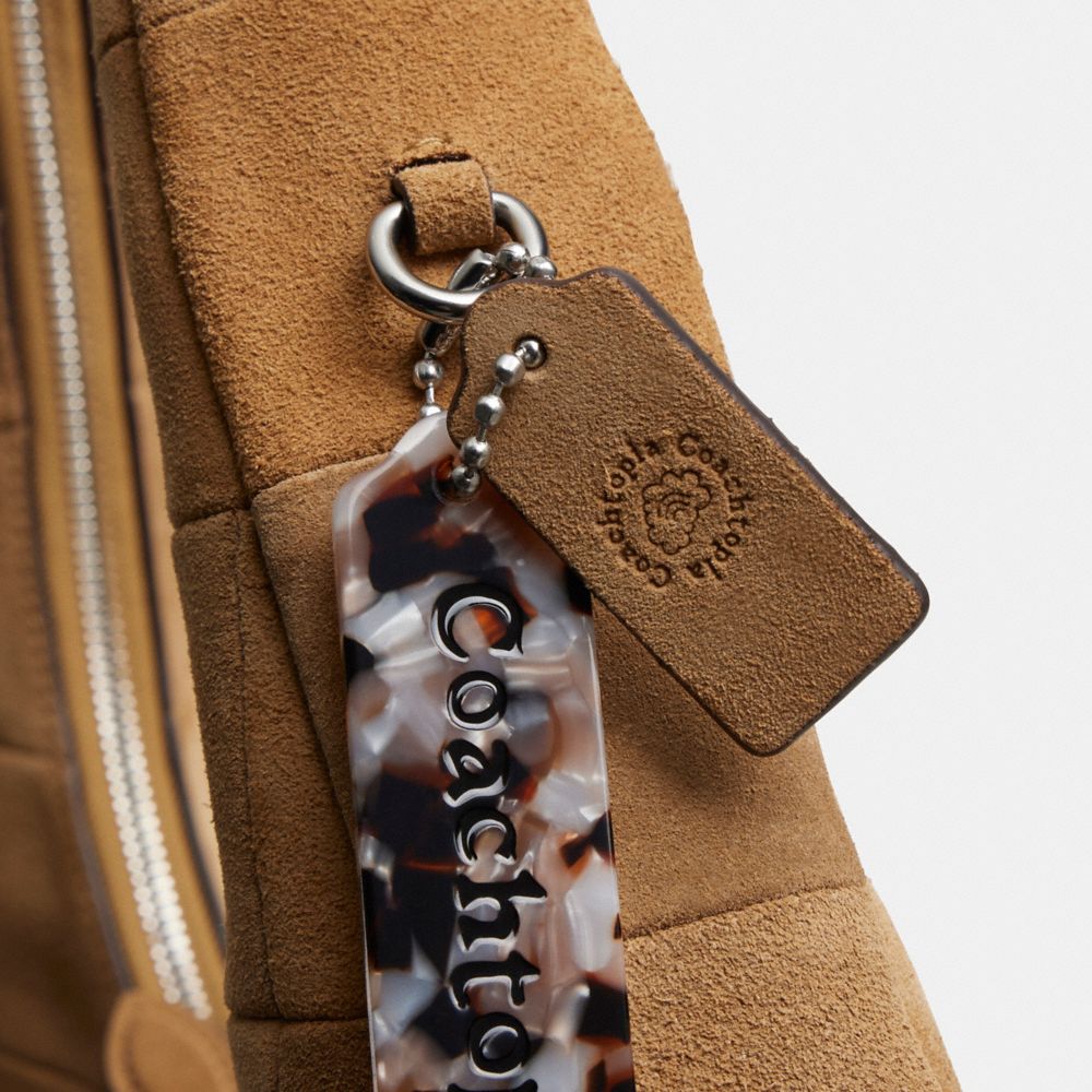 Coach Alter/Ego Large Crescent Shoulder Bag In Checkerboard Upcrafted Suede Sand Suede