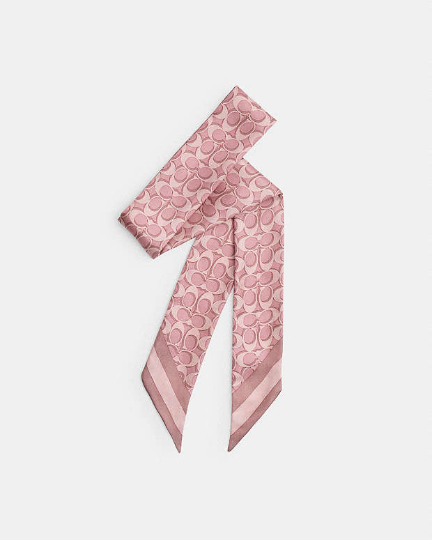 Signature Silk Skinny Scarf Silk-Dusty Pink Silk-Dusty Pink