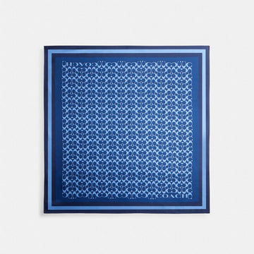 Coach Signature Silk Square Scarf True Blue