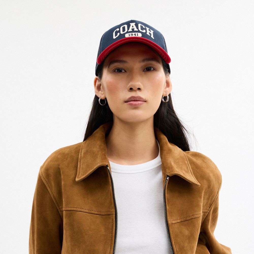 Coach Coach 1941 Varsity Trucker Hat Navy Enamel Red
