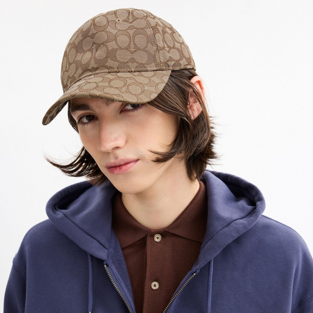 Coach Signature Jacquard Baseball Hat Tan