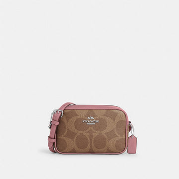 Coach Mini Jamie Camera Bag In Maxi Signature Canvas Sv Tan Dusty Pink