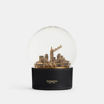 Coach Snow Globe With Rexy And Snowman Brass Black