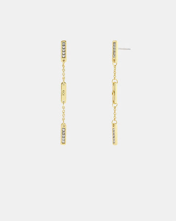 Signature Bar Chain Linear Earrings Gold Gold