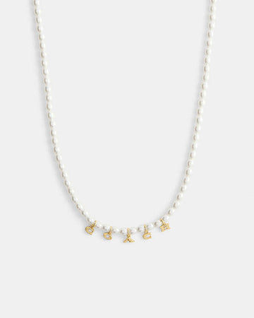 Coach Charms Pearl Necklace Gold-Pearl Gold-Pearl