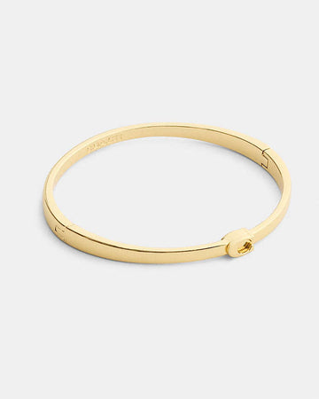 Thin Signature Hinged Bangle Gold Gold