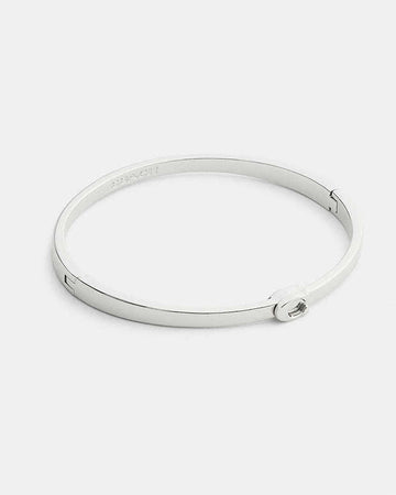 Thin Signature Hinged Bangle Silver Silver
