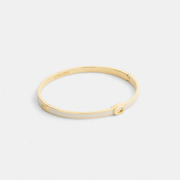 Coach Thin Enamel Signature Hinged Bangle Gold Chalk