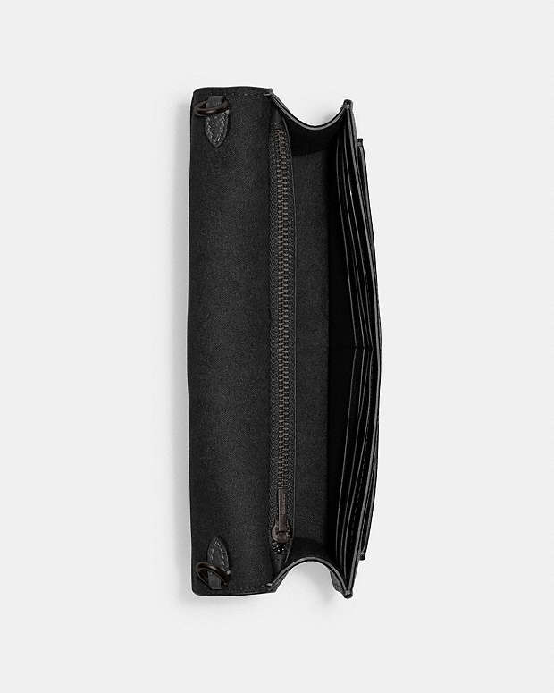 Tabby Chain Clutch Polished Pebble Leather-Pewter-Black Polished Pebble Leather-Pewter-Black