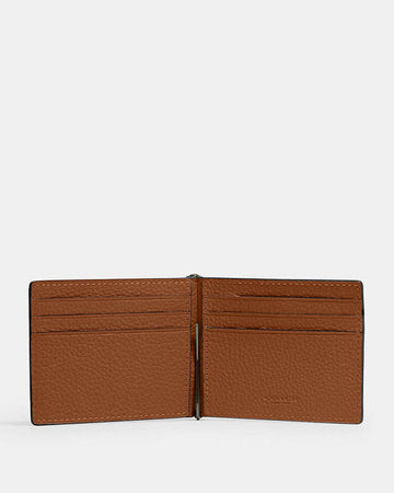 Slim Money Clip Billfold Wallet Pebbled Leather-Qb-Sable Pebbled Leather-Qb-Sable