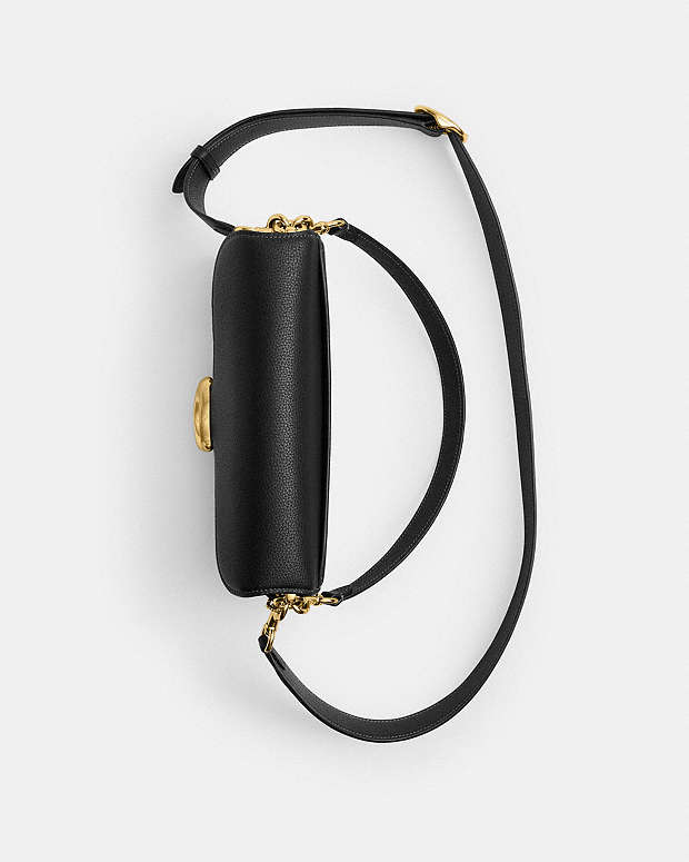 Tabby Shoulder Bag 26 Polished Pebble Leather-Brass-Black Polished Pebble Leather-Brass-Black