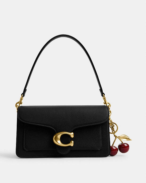 Tabby Shoulder Bag 26 Polished Pebble Leather-Brass-Black Polished Pebble Leather-Brass-Black