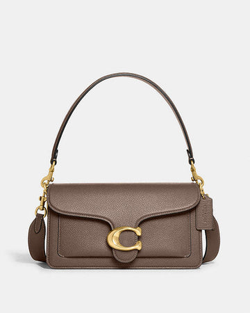 Tabby Shoulder Bag 26 Polished Pebble Leather-Brass-Dark Stone Polished Pebble Leather-Brass-Dark Stone