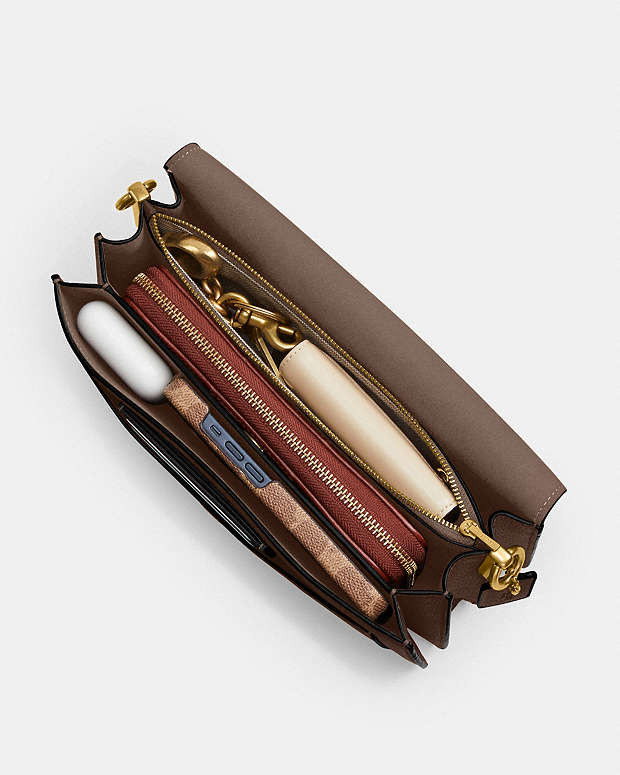 Tabby Shoulder Bag 26 Polished Pebble Leather-Brass-Dark Stone Polished Pebble Leather-Brass-Dark Stone