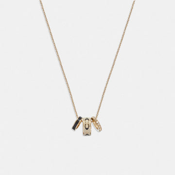 Coach Signature Enamel Rondell Necklace Gold White
