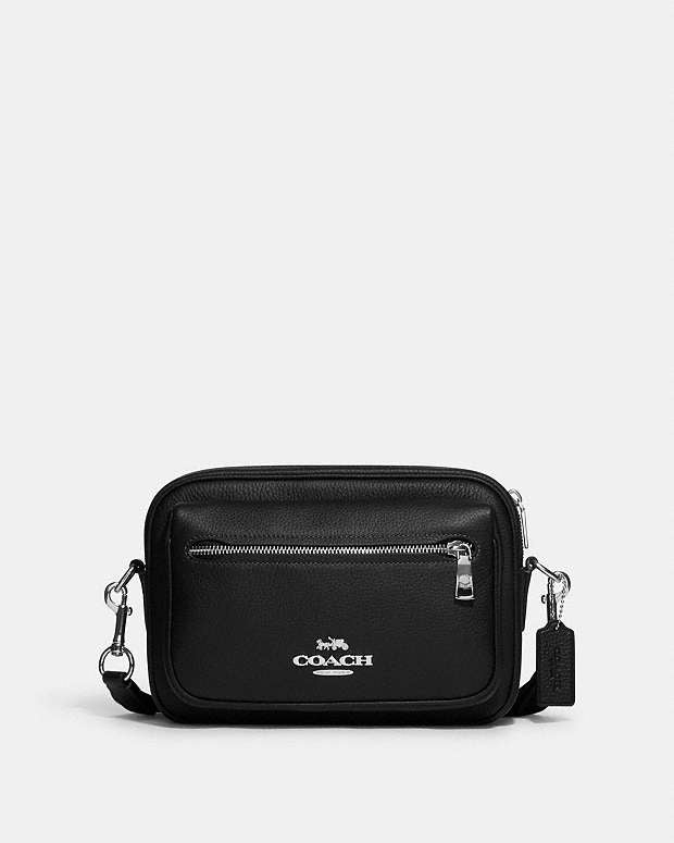 Elias Crossbody Pebbled Leather-Silver-Black Pebbled Leather-Silver-Black