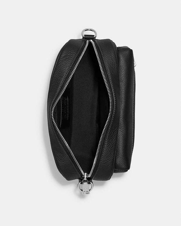 Elias Crossbody Pebbled Leather-Silver-Black Pebbled Leather-Silver-Black
