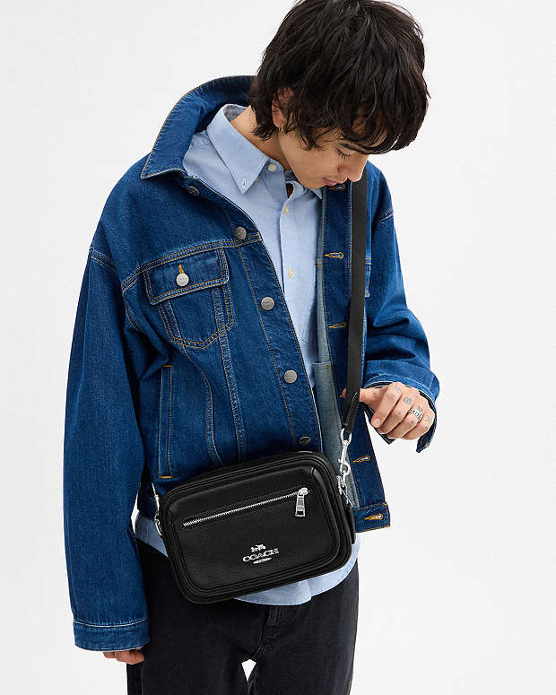 Elias Crossbody Pebbled Leather-Silver-Black Pebbled Leather-Silver-Black