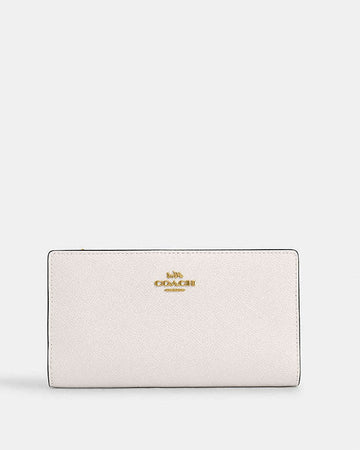 Slim Zip Wallet Crossgrain Leather-Gold-Chalk Crossgrain Leather-Gold-Chalk
