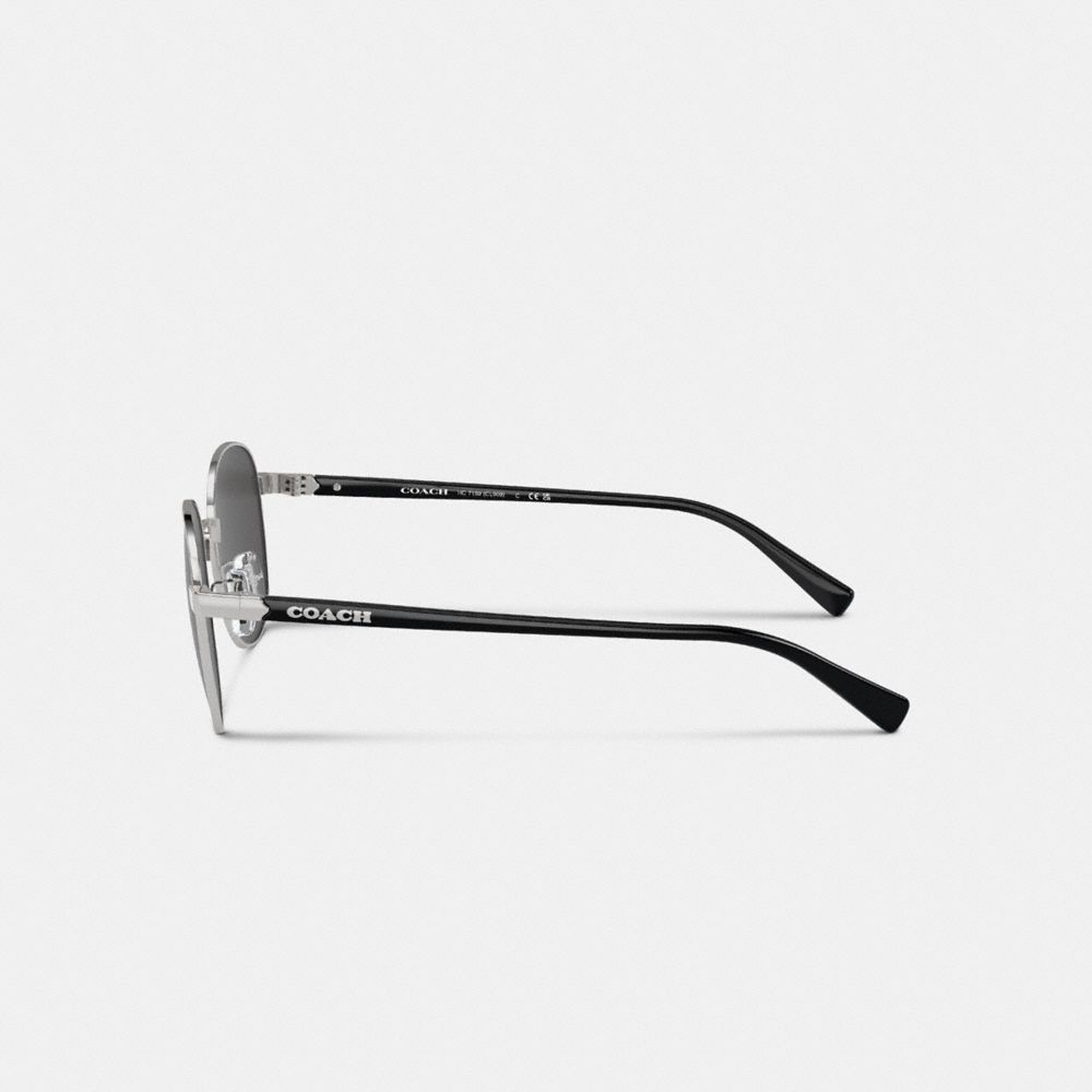 Coach Metal Round Sunglasses Silver & Black