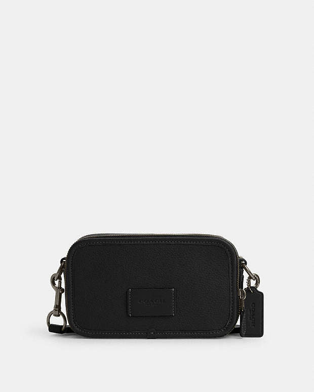 Wyatt Crossbody Bag Pebbled Leather-Gunmetal-Black Pebbled Leather-Gunmetal-Black
