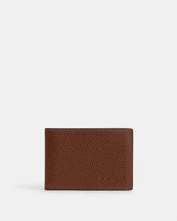 Compact Billfold Wallet Pebbled Leather-Saddle Pebbled Leather-Saddle