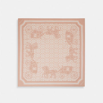 Coach Signature Horse And Carriage Silk Square Scarf Nude