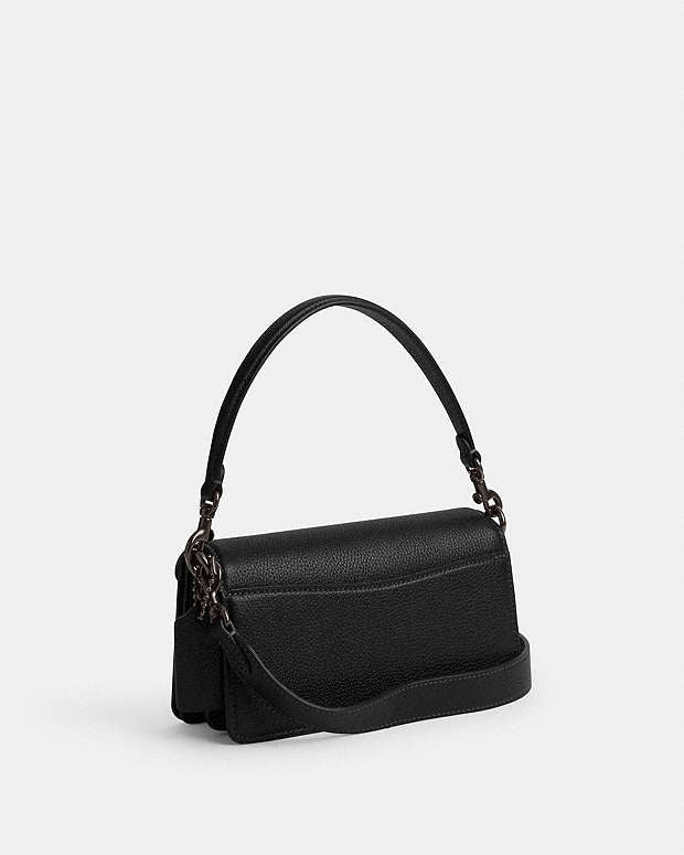 Tabby Shoulder Bag 20 Polished Pebble Leather-Pewter-Black Polished Pebble Leather-Pewter-Black