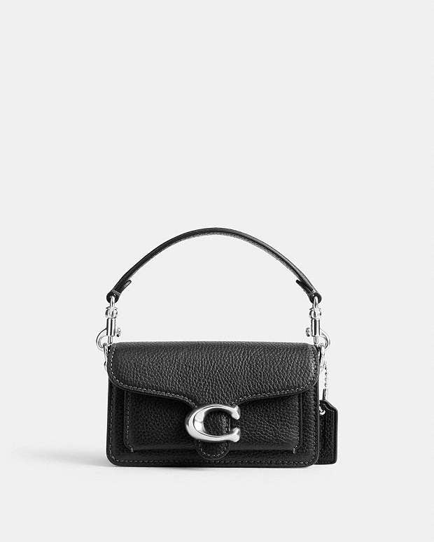 Tabby Bag 12 Polished Pebble Leather-Silver-Black Polished Pebble Leather-Silver-Black