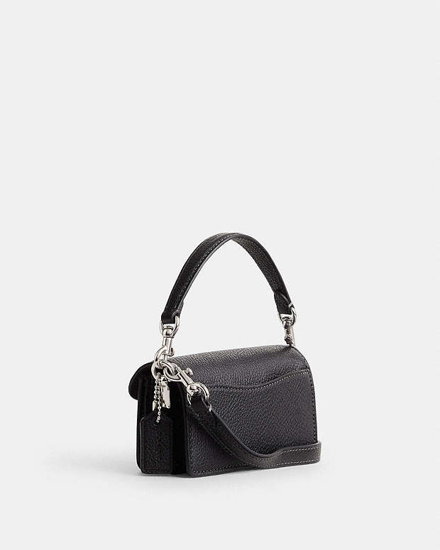 Tabby Bag 12 Polished Pebble Leather-Silver-Black Polished Pebble Leather-Silver-Black