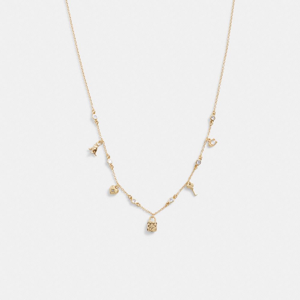 Coach Mini Iconic Charm Necklace Gold