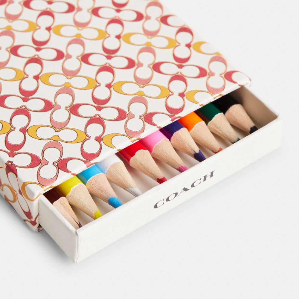 Coach Signature Pencil Set Hazelnut Sport Red Multi