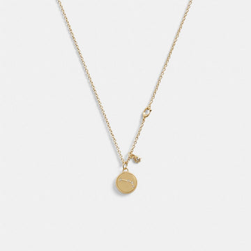 Coach Aries Coin Pendant Necklace Gold