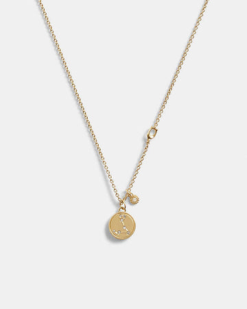 Pisces Coin Pendant Necklace Gold Gold