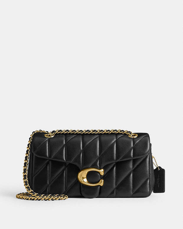 Tabby Shoulder Bag 26 With Pillow Quilting Nappa Leather-Brass-Black Nappa Leather-Brass-Black