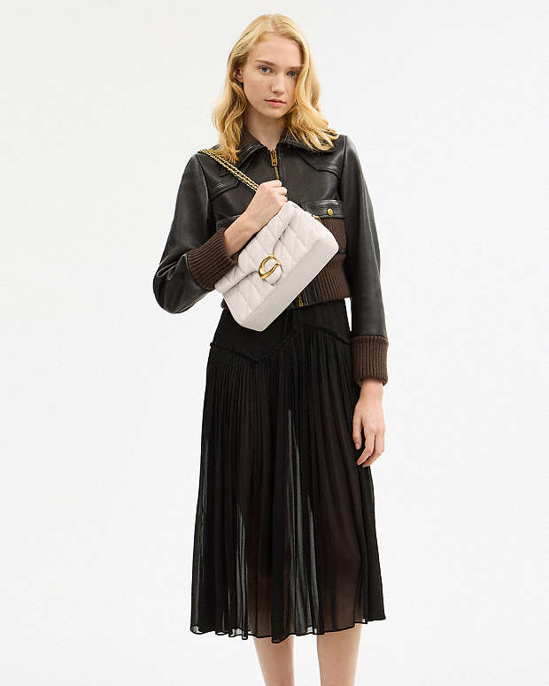 Tabby Shoulder Bag 26 With Pillow Quilting Nappa Leather-Brass-Chalk Nappa Leather-Brass-Chalk