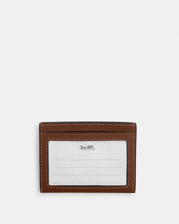 Slim Id Card Case Pebbled Leather-Saddle Pebbled Leather-Saddle