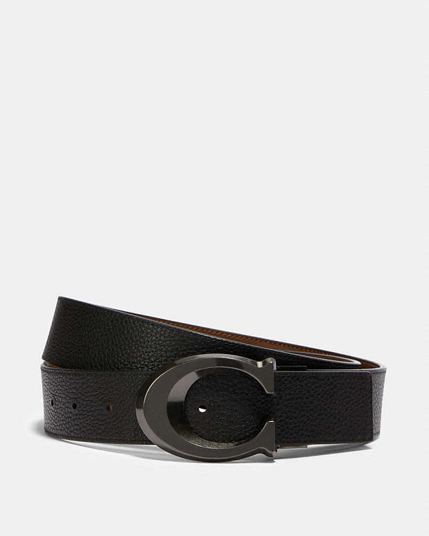 Signature Buckle Cut To Size Reversible Belt, 38 Mm Gunmetal-Black-Dark Saddle Gunmetal-Black-Dark Saddle