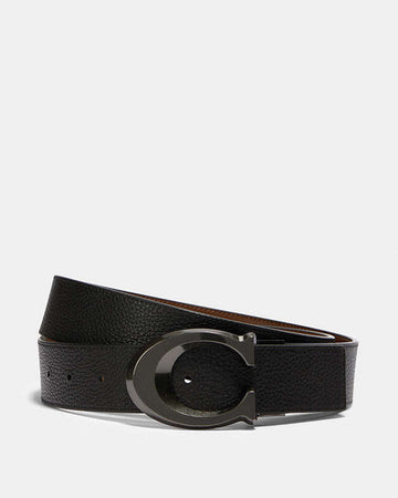 Signature Buckle Cut To Size Reversible Belt, 38 Mm Gunmetal-Black-Dark Saddle Gunmetal-Black-Dark Saddle
