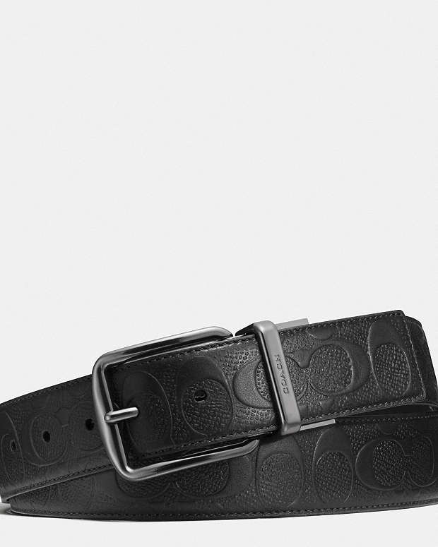 Harness Buckle Cut To Size Reversible Belt, 38 Mm Smooth Leather-Black Smooth Leather-Black
