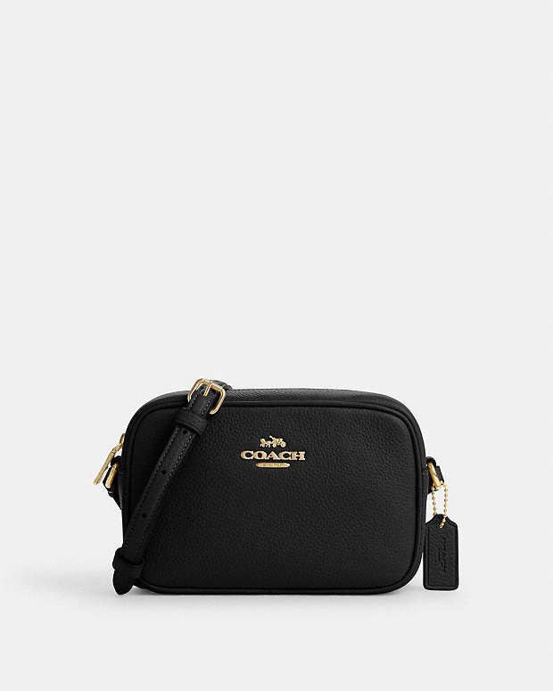 Mini Jamie Camera Bag Pebbled Leather-Gold-Black Pebbled Leather-Gold-Black